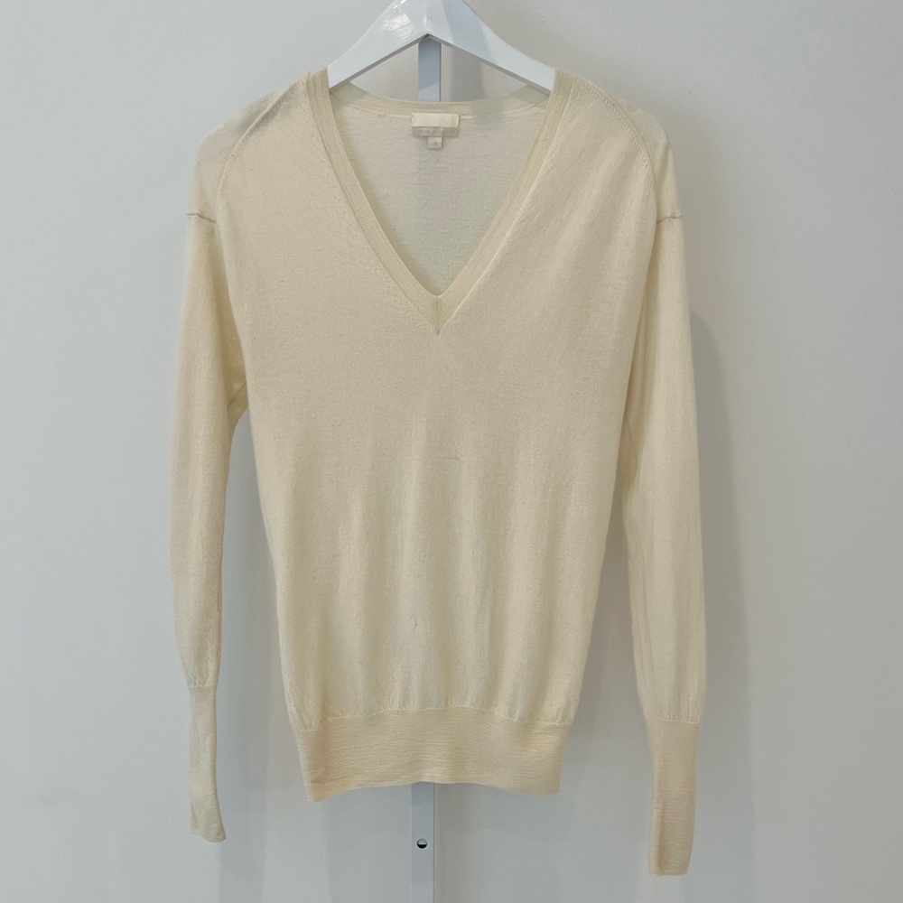 J.CREW IVORY CREAM TISSUE CASHMERE SWEATER SIZE M